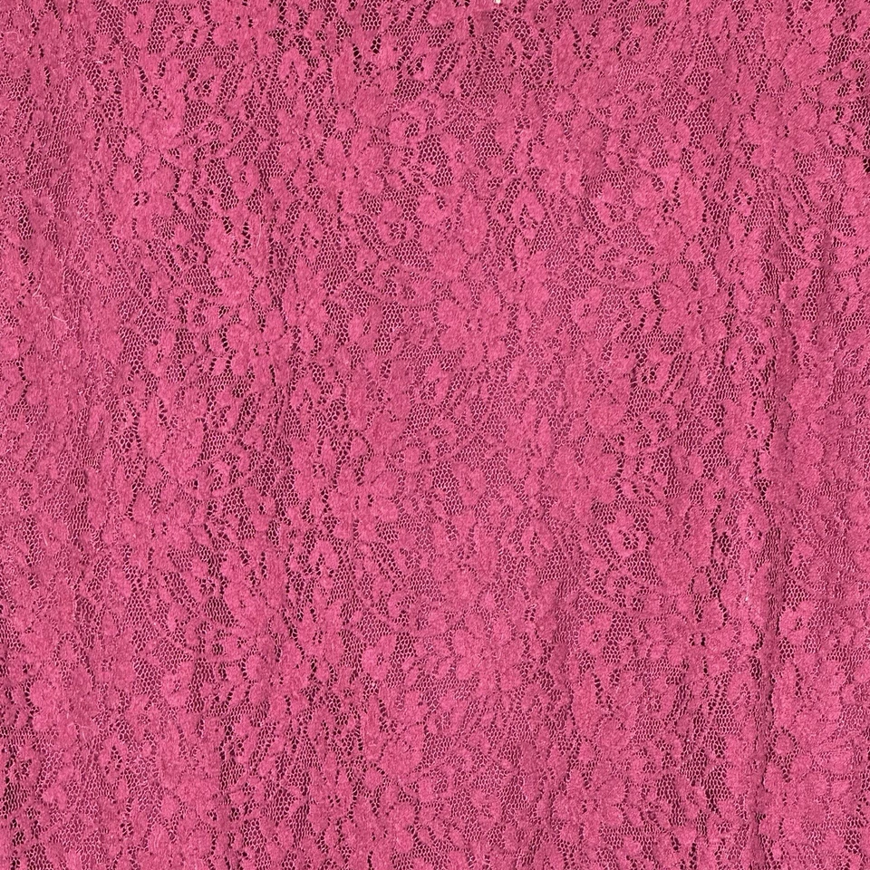 Camisa Democracy Top XL Granate Rojo Floral Flor Manga 3/4 Cuello Redondo Encaje Transparente Foto 3 de 4