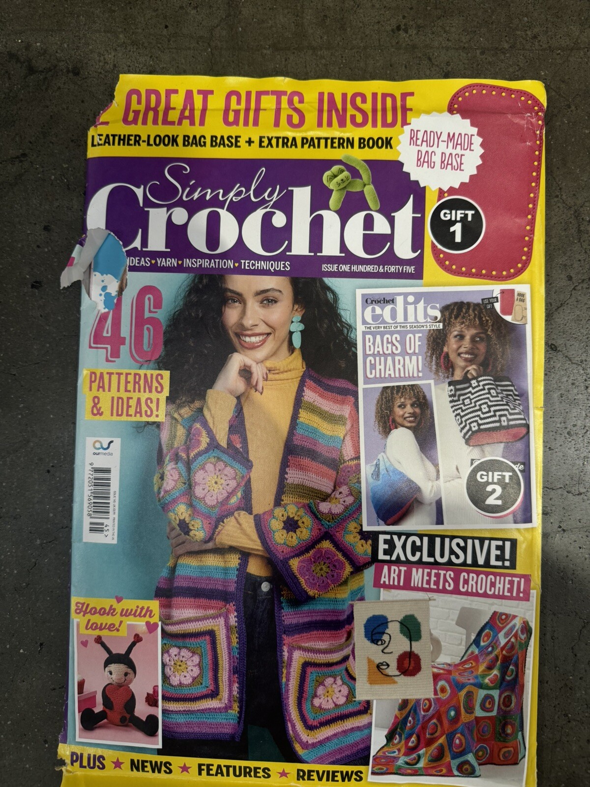 Simply Crochet Magazine Leather Bag Base Yarn Jumper Hood Blanket Cushion Scarf