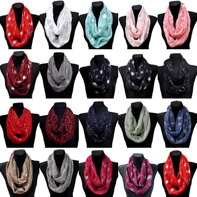 Seide Pusteblumen Silber Glitzer Halstuch LoopSchal Tuch Schlauchschal Damen