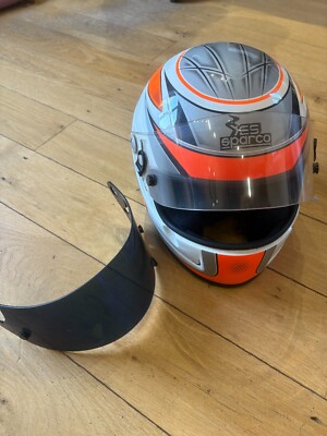 SPARCO CHALLENGER RACE HELM Motorsport Orange/Weiß & Iridium Visier 56 Small