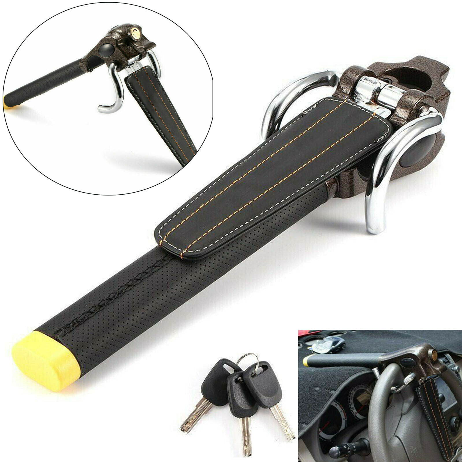 Image 01 - Foldable Vehicle Car Steering Wheel Security Lock With 3 Keys Anti Theft Devices