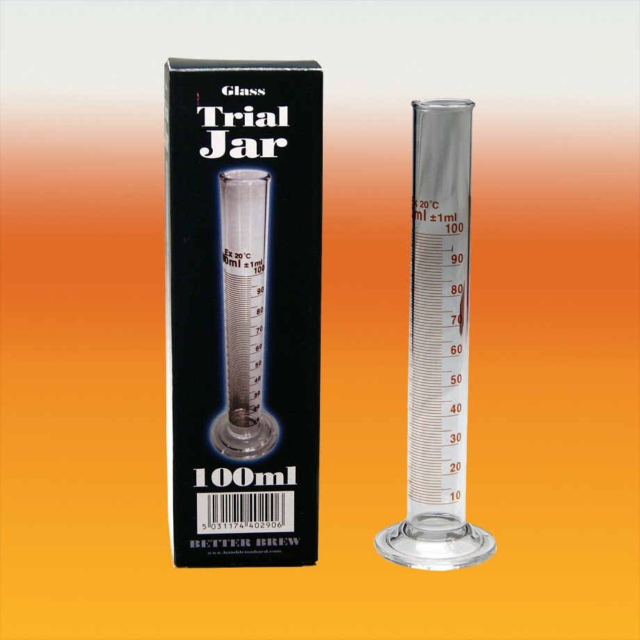 Graduated Glass Trial Jar 100 ml Capacity In Display Box For Hydrometer