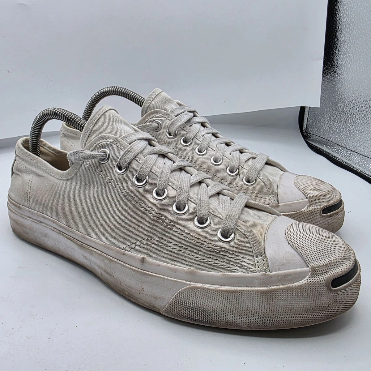 Converse Jack Purcell Herren Größe 8,5 Weiß Klassische Schuhe Niedrig Sneaker Freizeit