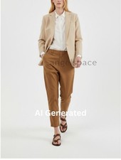Nili Lotan Paris Cropped Cotton Blend Pants in Twany, Size10, NWT