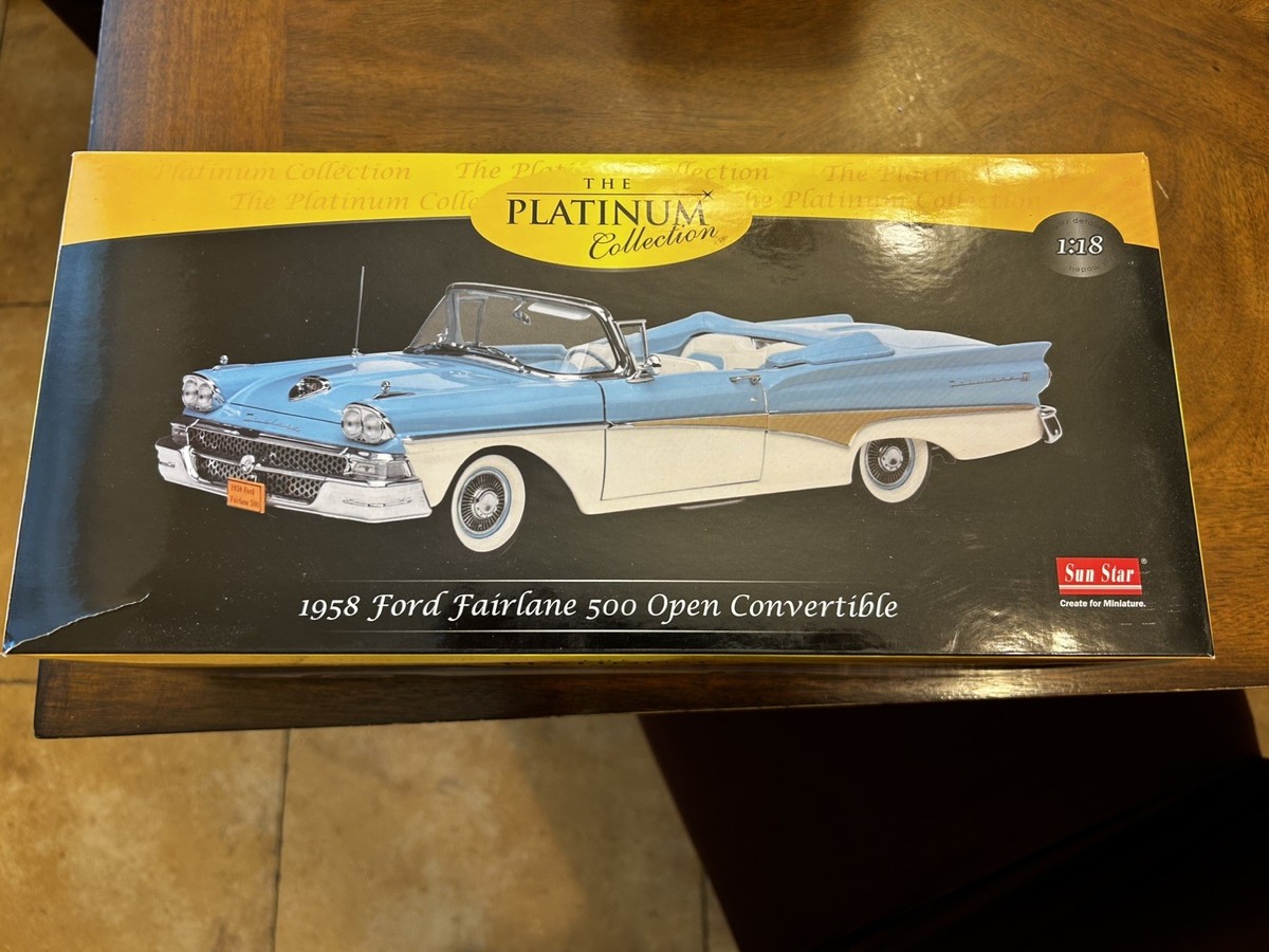 希少SUNFLOWER模型 外箱変形内袋未開封 当時物 完品級 コレクター向け Sun Star 1958 Ford Fairlane 500 Convertible Platinum Collection 1