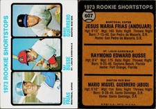 1973 Topps Baseball Card #607 Rookie Shortstops Pepe Frias. rookie card picture