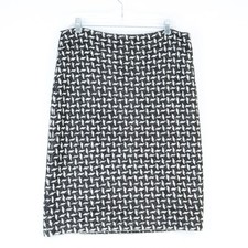 NWT NEW 695 ST. JOHN COUTURE CAVIAR LINE BLACK CREAM SPARKLE KNIT SKIRT SZ 12