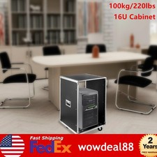 16U Cabinet Rolling Network Rack Audio Studio Video Telecom Equipment Rack Black