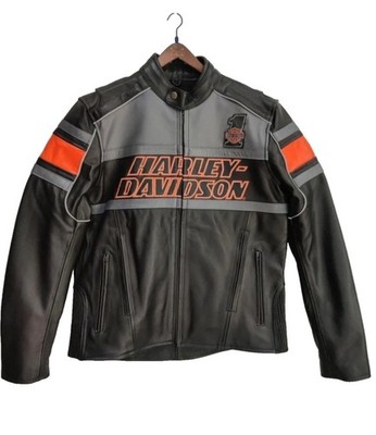 Men's Harley Davidson Black Motorcycle Biker Jacket Real Cowhide Leather Jacket