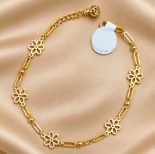 10K Yellow Gold Flower Link Bracelet 7  Daisy...