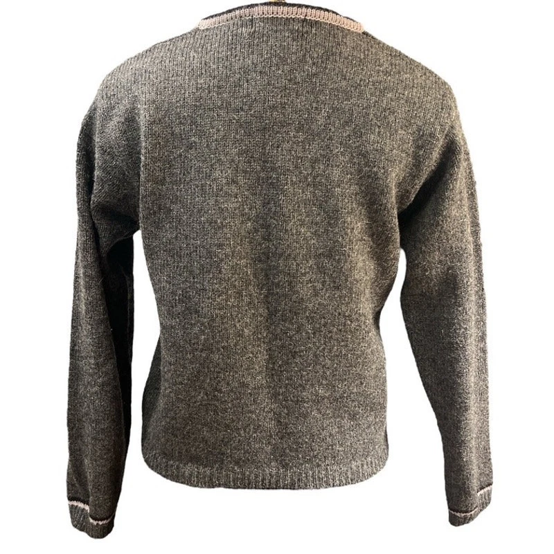 Suéter De Colección Y2k 00s Cuello en V Mezcla de Lana Talla M Gris Preppy Academia Carrera Despegado Foto 3 de 4