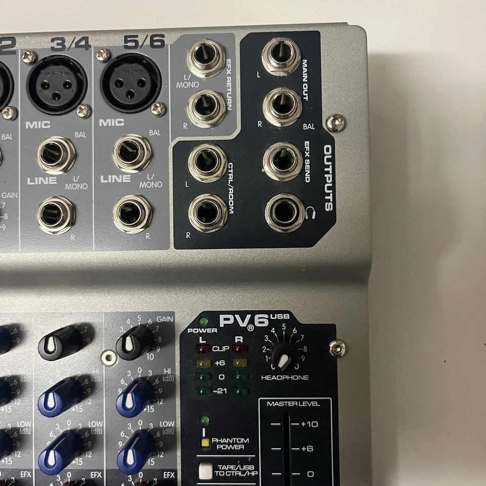 PEAVEY PV6USB 6 CHANNEL COMPACT USB MIXER - TESTED - NO POWER SUPPLY - Image 4 of 4