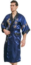 Samurai JP Men s Kimono Robe Style Satin Relaxation Bathrobe Dragon