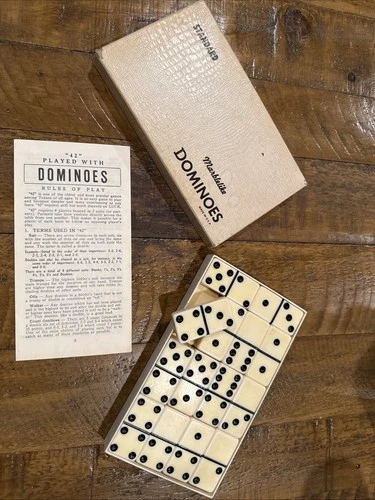 Marblelike Puremco Ivory Dominoes Standard #616 Made In Waco TX USA Circa 1950s