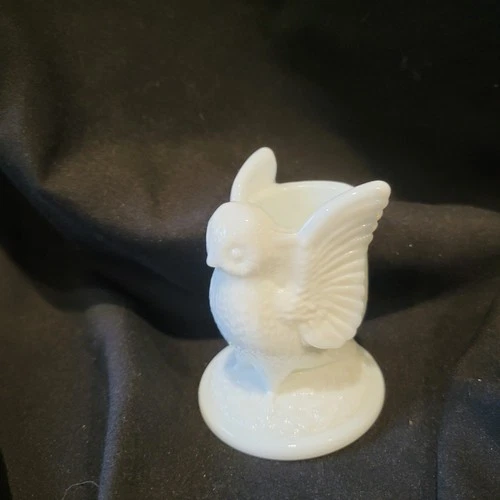 VINTAGE Westmoreland Milk Glass Owl Bird Toothpick/Match Holder 3" Tall
