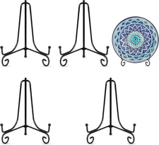 4 Pack 6 Plate Stands for Display, Metal Frame Easel for Art, Photos, Plates