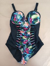 Swimsuits For All Womens 16 One Piece Swimsuit Black Floral Padded Wide Strap