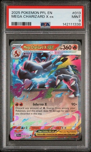 2025 Pokemon Phantasmal Flames 013 Mega Charizard X EX PSA 9 Card MINT Free Ship