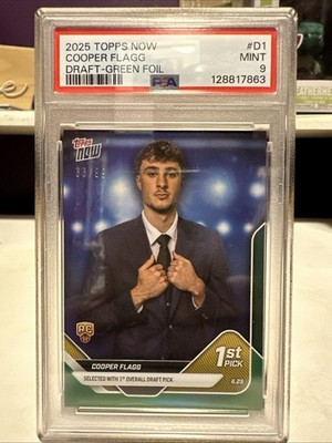 Cooper Flagg 2025 Topps Now #D1 NBA Draft GREEN #/99 - PSA 9 Mint