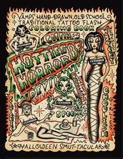 Vamp's Old-School, Hand-Drawn, Traditional Tattoo Flash Hotties Of Horror Hallow