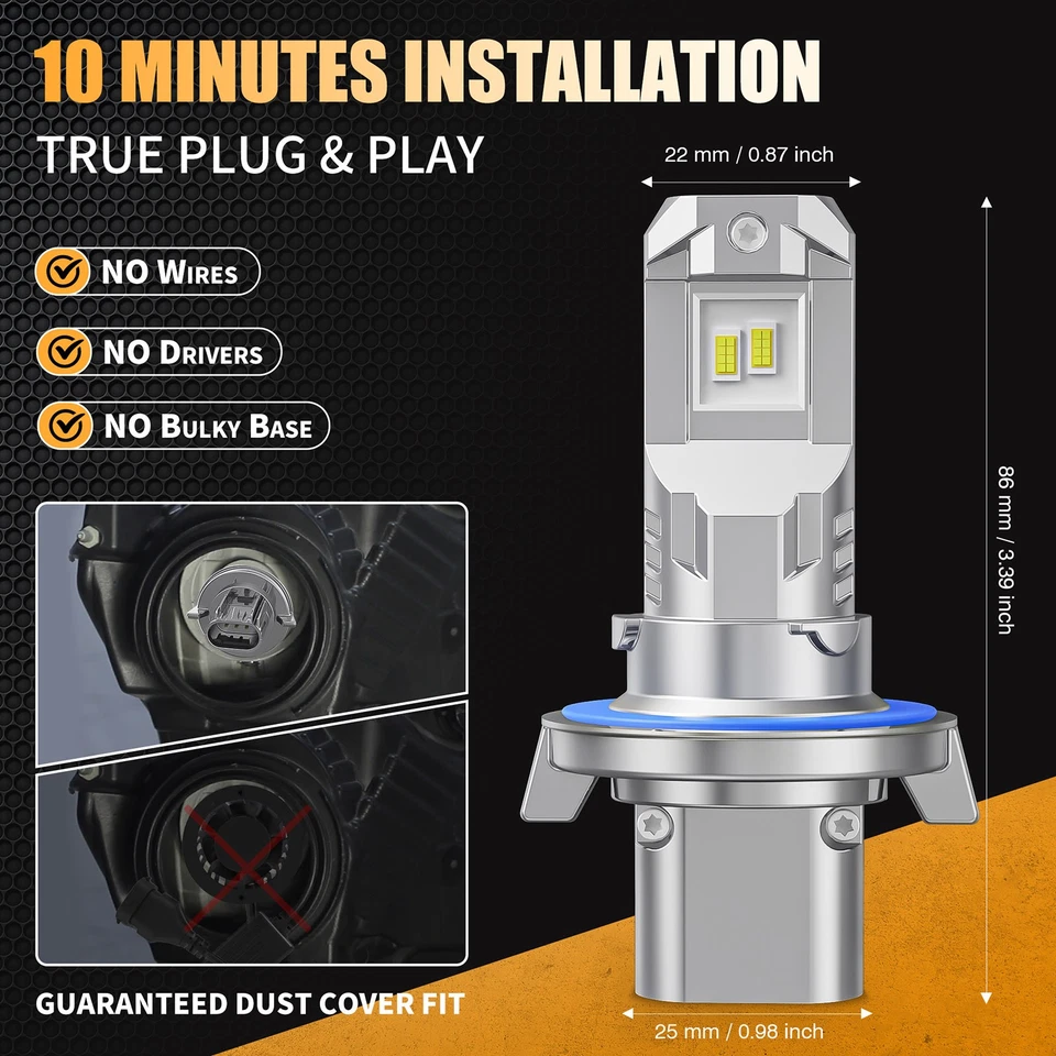 For Mercury Mountaineer 2007 2008-2010 2x 9008 Led Headlight Combo High Low Beam - Image 4 of 4