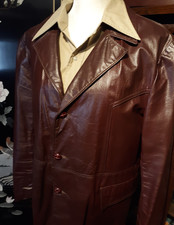 Vtg 70s Gino Leather Jacket Mens Blazer Sports Coat Disco Mod Donnie Brasco 44 R