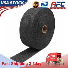 2 50ft Roll Fiberglass Exhaust Wrap Header Pipe Heat Tape Black W10 Ties 2 50ft Roll Fiberglass Exhaust Wrap Header Pipe Heat Tape Black W10 Ties