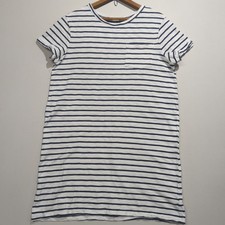 Gap Women's Blue White Stripped Pocket Tee Short Sleeve Dress Rolled Cuff Medium