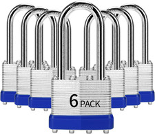 Padlocks Keyed Alike, Pack of 6, Laminated Steel Keyed Lock 1-9/16", 40Mm , Pad
