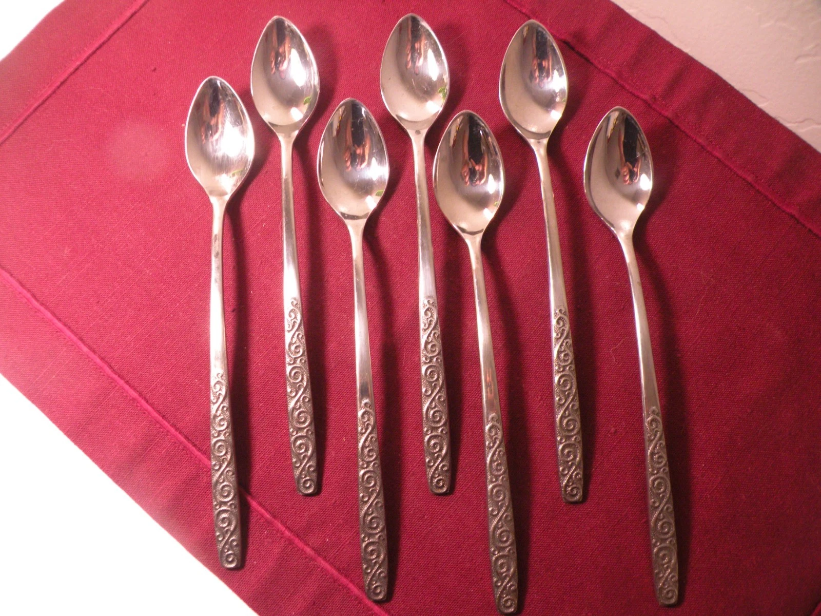 Set Of 7 Iced Teaspoons Oneida Northland MONTE CARLO Stainless 7 5/8"