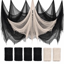 Yeomant 6Pcs Halloween Creepy Cloth 30 72inch, 30x72 inches, 2 White 4 Black