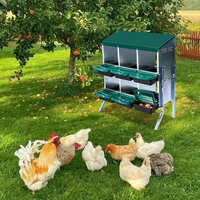 6 Holes Metal Chicken Nesting Boxes Green Chicken Nesting Box for Laying Eggs