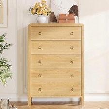47" Tall Wooden Chest of Drawers, 5-Drawer Dresser Living Room Organizer Cabinet