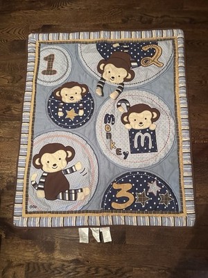 Vintage CoCaLo Crib Set Quilt Comforter, Sheet And Bed Skirt. Monkey Mania HTF