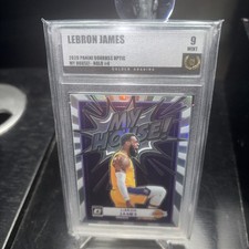 LEBRON JAMES 2020-21 DONRUSS OPTIC MY HOUSE! HOLO PRIZM LAKERS Graded 9 Mint