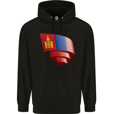 Curled Mongolia Flag Mongolian Day Football Mens 80% Cotton Hoodie