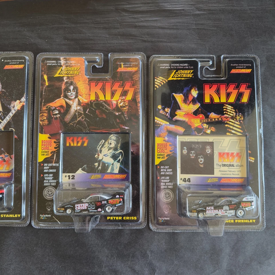 1997 JOHNNY LIGHTNING KISS COMPLETE SET OF 4 DIECAST CARS & CARDS MOSC SEALED MT - Image 3 of 4