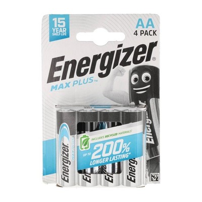 Energizer Batterie Alkaline, Mignon, AA, LR06, 1.5V Max Plus, Retail Blister (4-