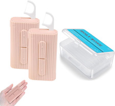 Portable Dental Floss Dispenser 2 Box, Portable Floss Picks Case with Adult Flos