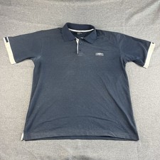 Umbro Polo Shirt Mens L Navy Polyester Short Sleeve Casual Collar Button Up