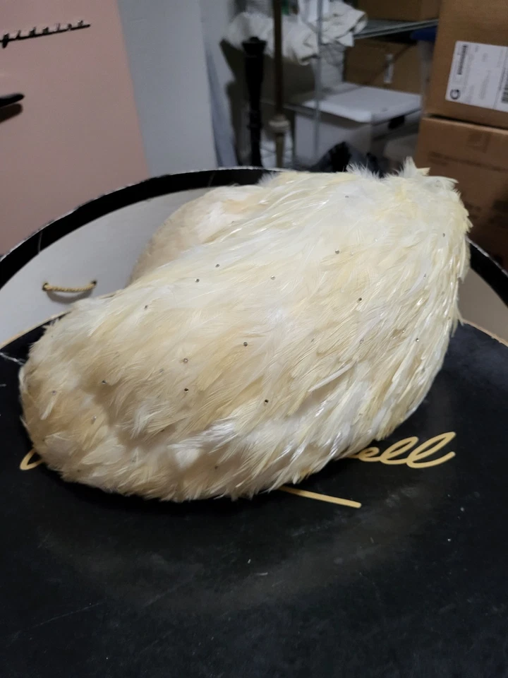 Rare Vintage Jack McConnell White Feathers w Jewels Hat - Image 3 of 4