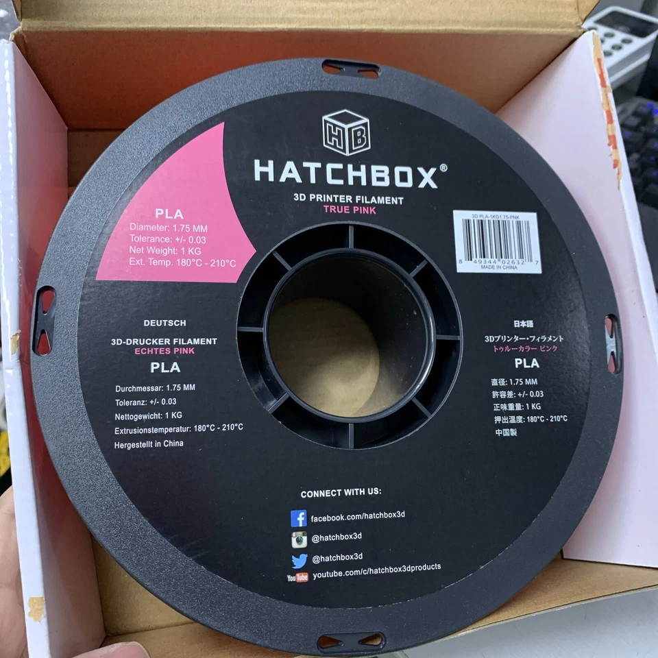 HATCHBOX 1.75mm PLA 3D Printer Filament Dimensional 1kg Spool +/-0.3mm True Pink - Image 2 of 4