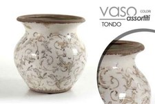 VASO TONDO 19*19*18,5 CM DECORO ANTICATO EXC-744297