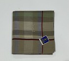NWT MAN HANDKERCHIEF YSL TAN GRAY PAID CHECK POCKET SQUARE COTTON 19”