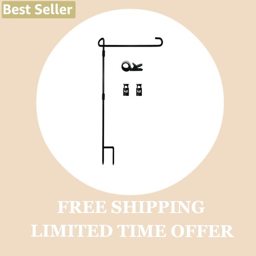 Garden Flag Stand-Holder-Pole with Garden Flag Stopper and Anti-Wind Clip for...