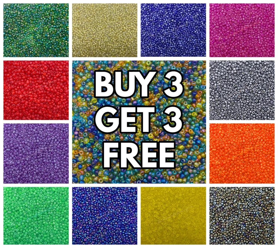 💛🧡❤️️50g 4mm - 6/0 Glass Seed Beads Lustre Bead Opaque Silver Lined UK - Image 3 of 3