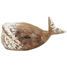 Primitives by Kathy Rustic White Whale Sitter Beach House Decor Coastal Chunky