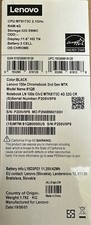 NIB Lenovo 100e Chromebook 2nd Gen MTK 11.6" 32GB eMMC, MediaTek MT8173C,...