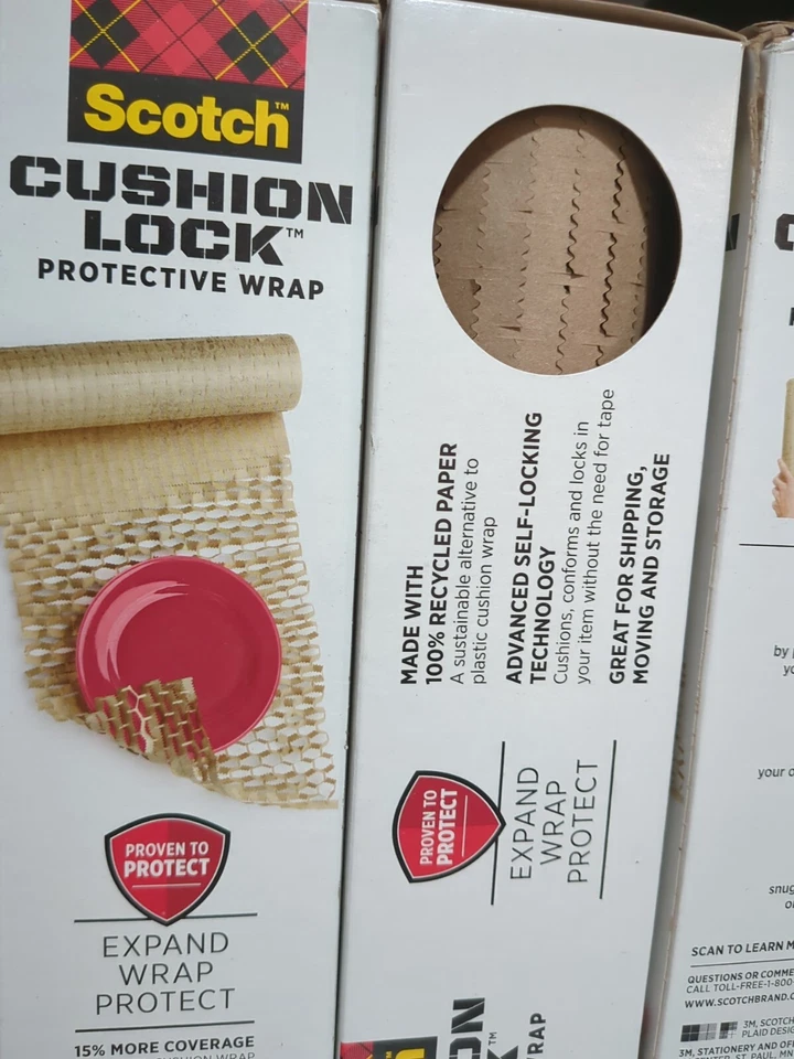 Lot Of 4 Scotch Cushion Lock Protective Wrap, 12" x 30 ft, Brown (MMMPCW1230) - Image 4 of 4