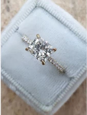 East-West Style Radiant Cut Lab-Grown/CVD Diamond Engagement Ring 14k Gold